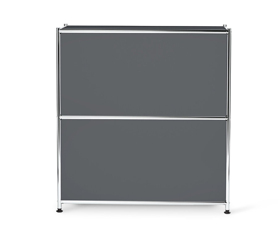 Graues Sideboard Metall »CN3« niedrig mit Klappenfächern.