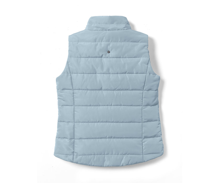 Hellblaue Reitweste mit recyceltem Material von hinten.