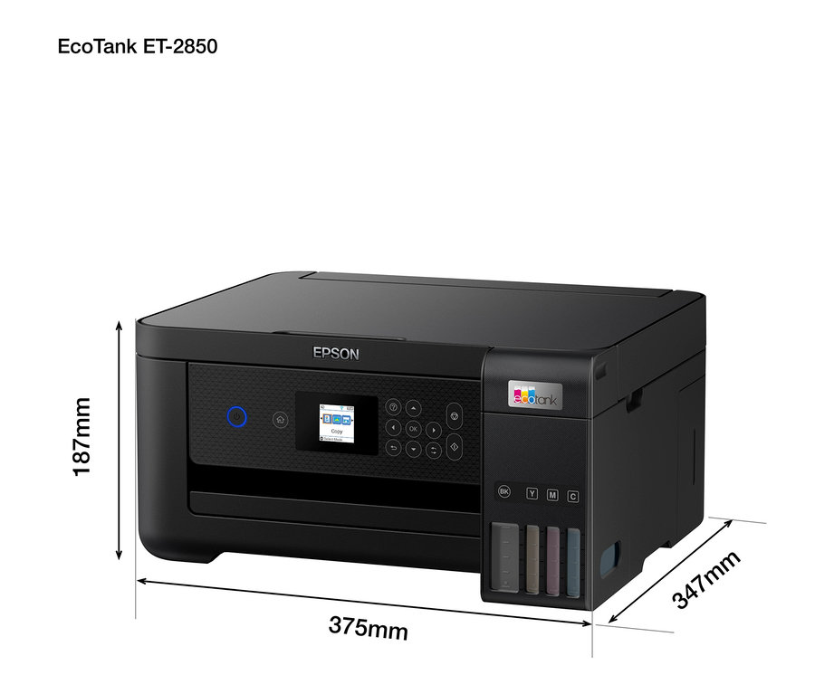 Schwarzer Epson Multifunktionsdrucker EcoTank ET-2850.