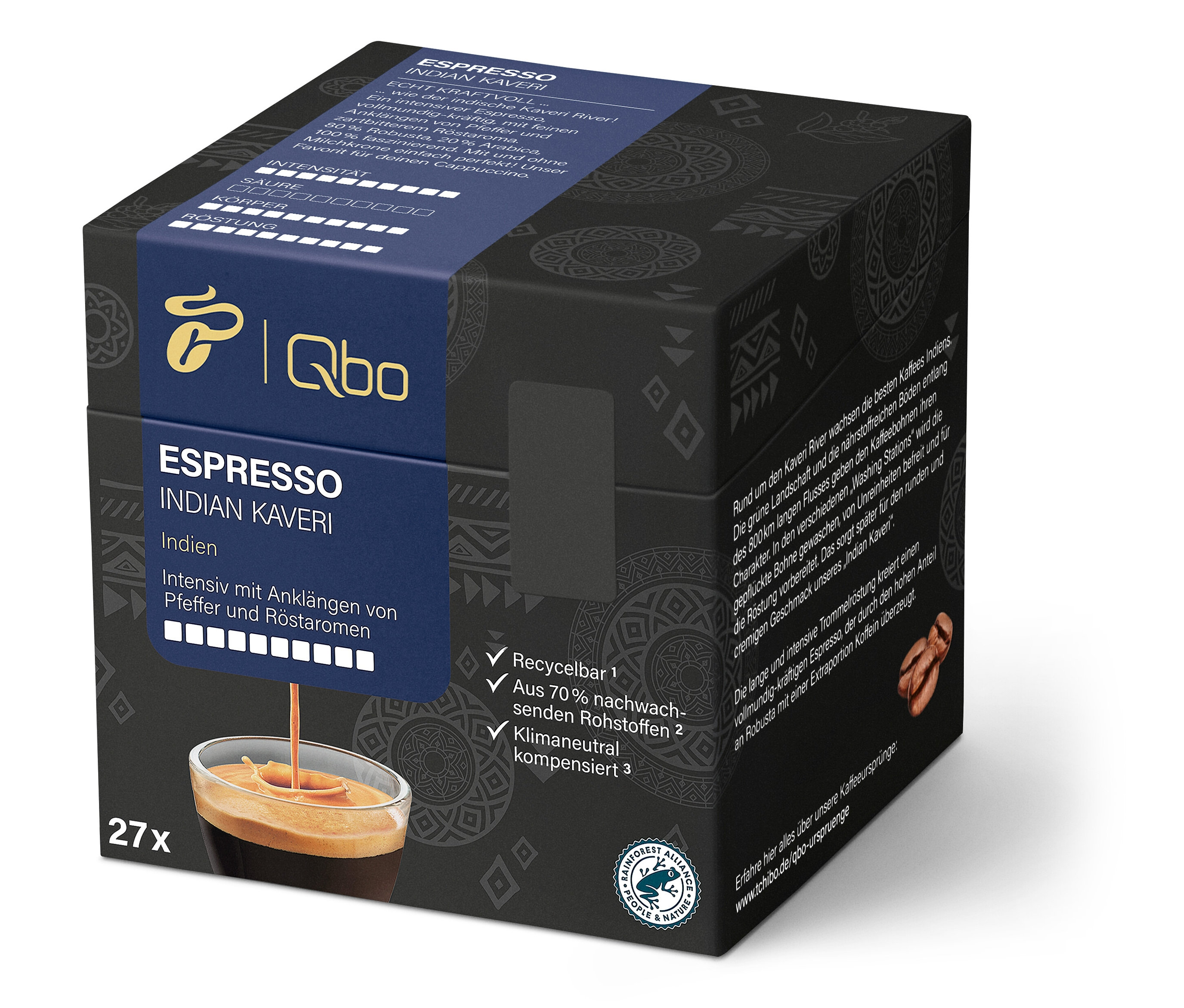 Qbo Espresso Indian Kaveri - 27 Kapseln - Intensität: 10/10