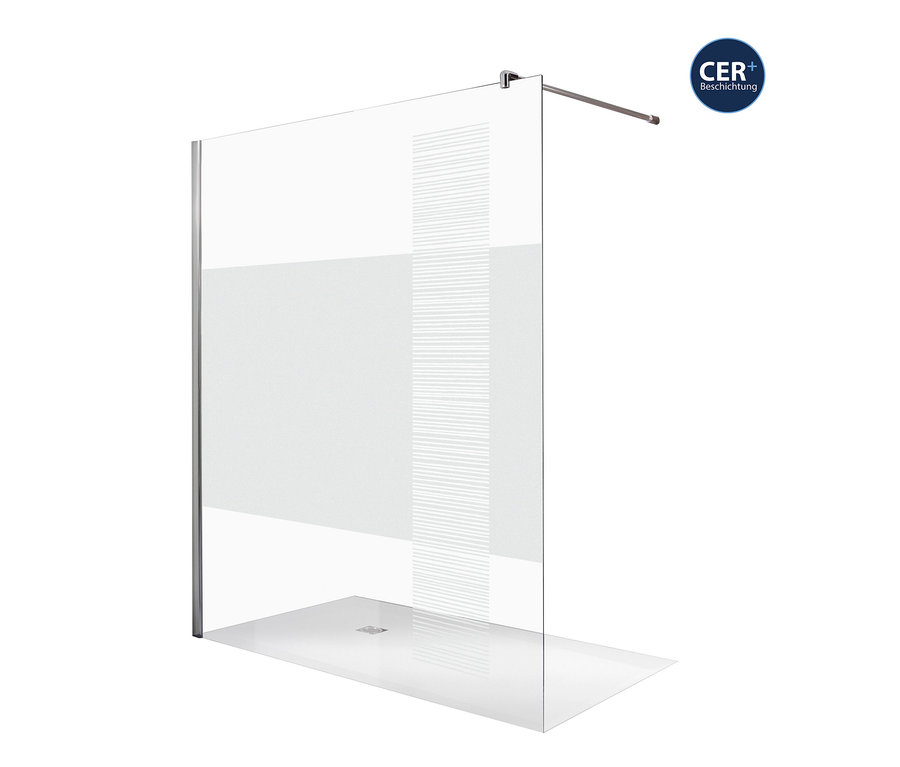 Eine freistehende Breuer®-Dusche »Entra« Duschwand mit InStripe-Design in 120 und 140 cm Breite.