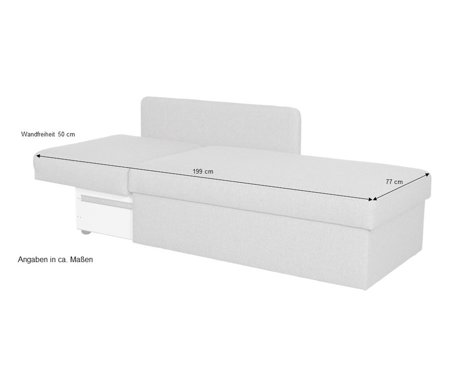Graues Schlafsofa »Mario« mit Stauraum, Ecke links.