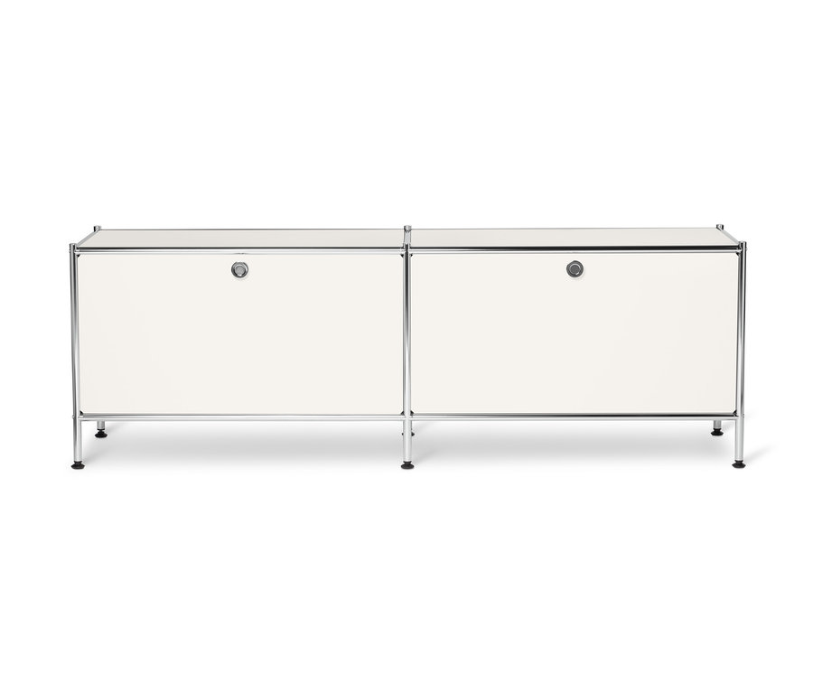 Weißes Lowboard Metall »CN3« mit Klappenfächern.