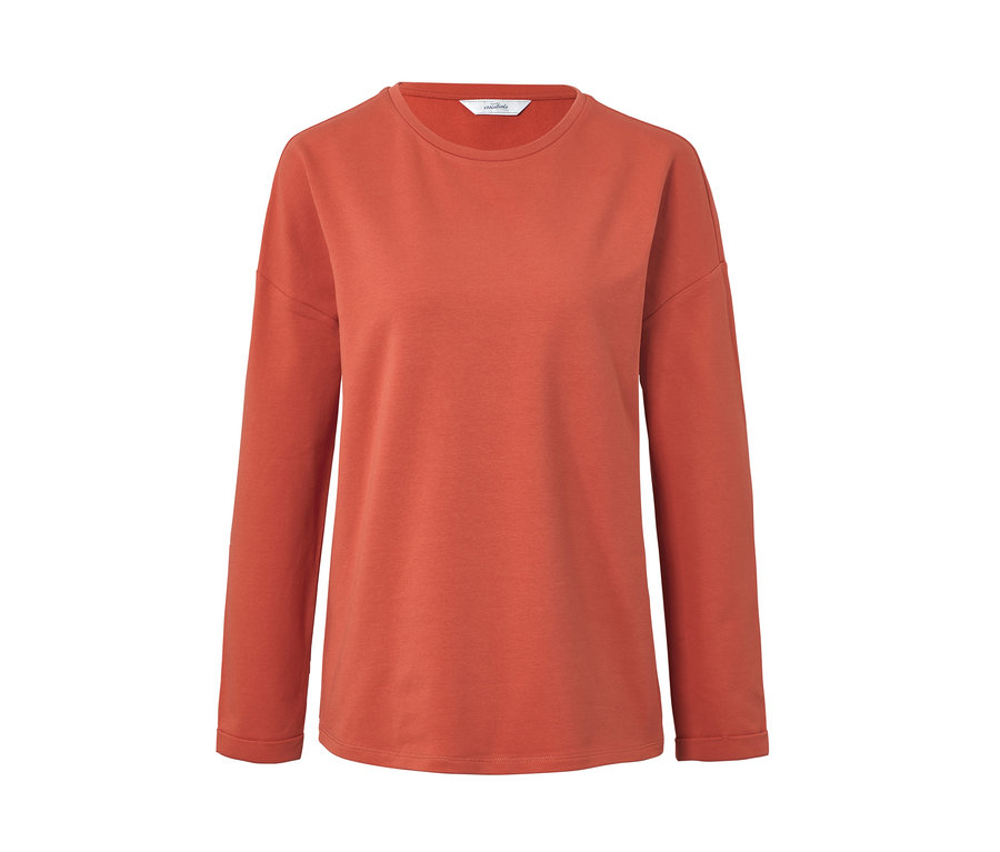 Orangefarbenes Sweatshirt mit 3/4-Arm.