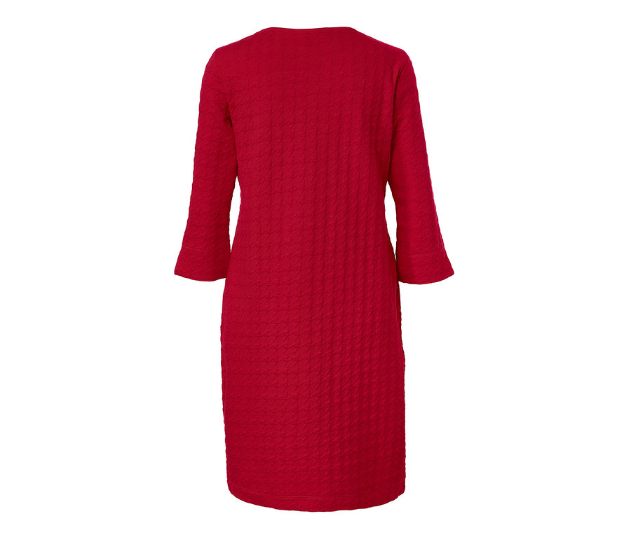 Rotes Sweatkleid mit 3/4-Arm.