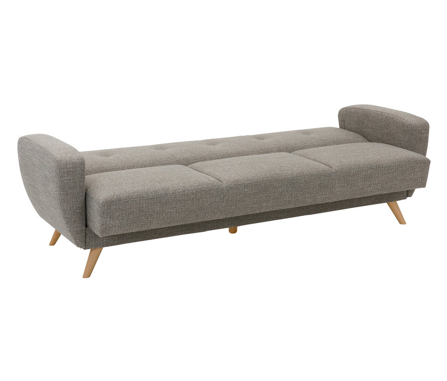 Graues 3-Sitzer-Schlafsofa »Justus« aus grau meliertem Webstoff.