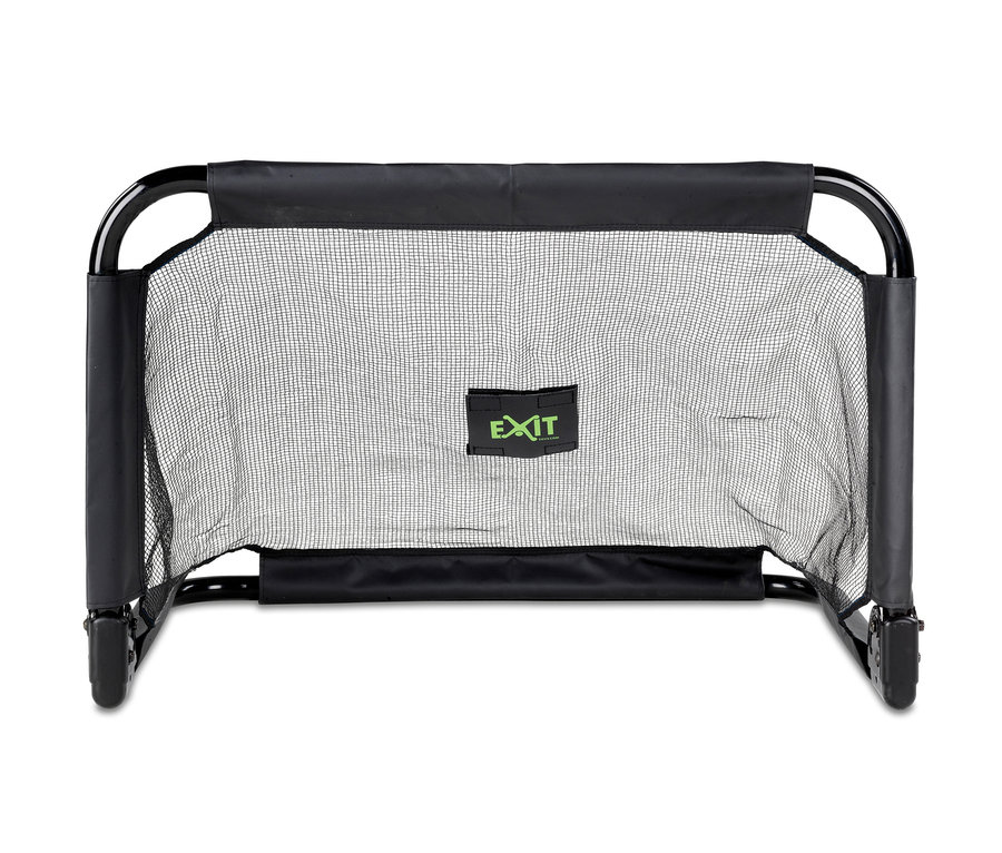 Ein einzelnes schwarzes EXIT Mini-Fußballtor »Pico« mit einem Netz.
