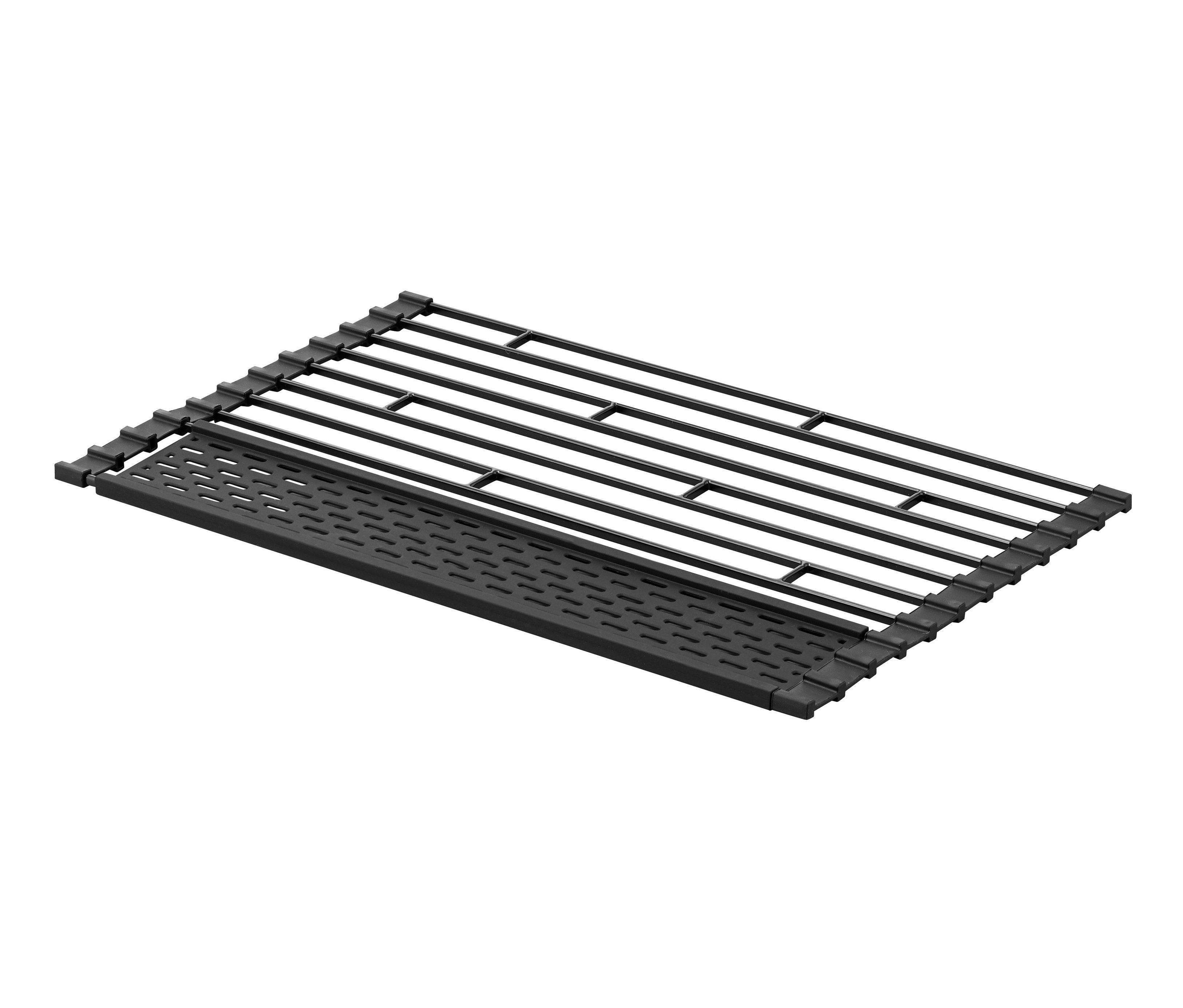 Detailaufnahme einer schwarzen, faltbaren Abtropffläche »TOWER« von YAMAZAKI.