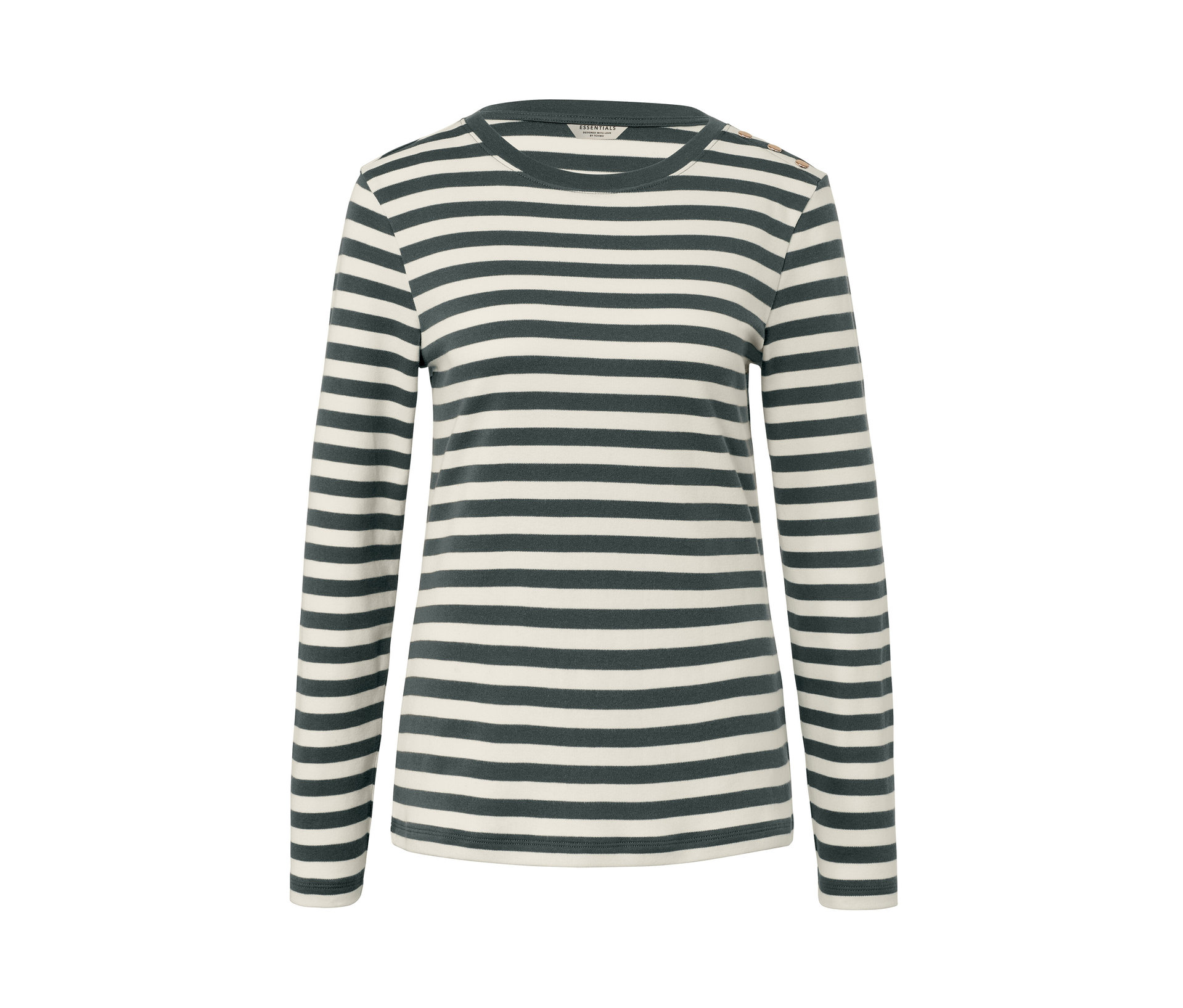 Tchibo - Gestreiftes Langarmshirt - Damen - Gr. XL - dunkelgrün/gestreift