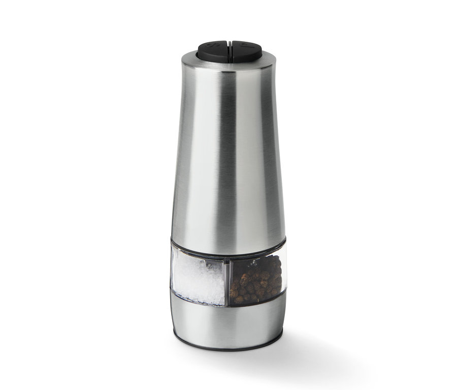 Elektrische Salz-und-Pfeffer-Mühle aus Edelstahl.