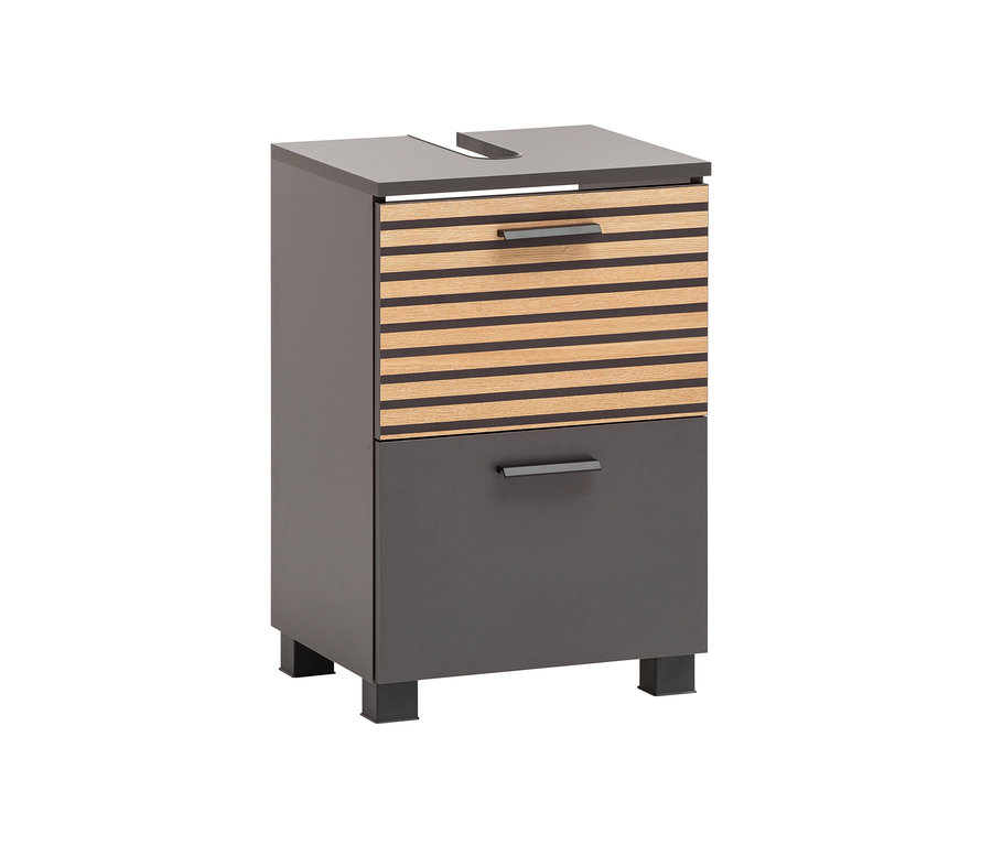 Anthrazitfarbener Waschbeckenunterschrank »Katta« mit 1 Klappe und 1 Schublade.