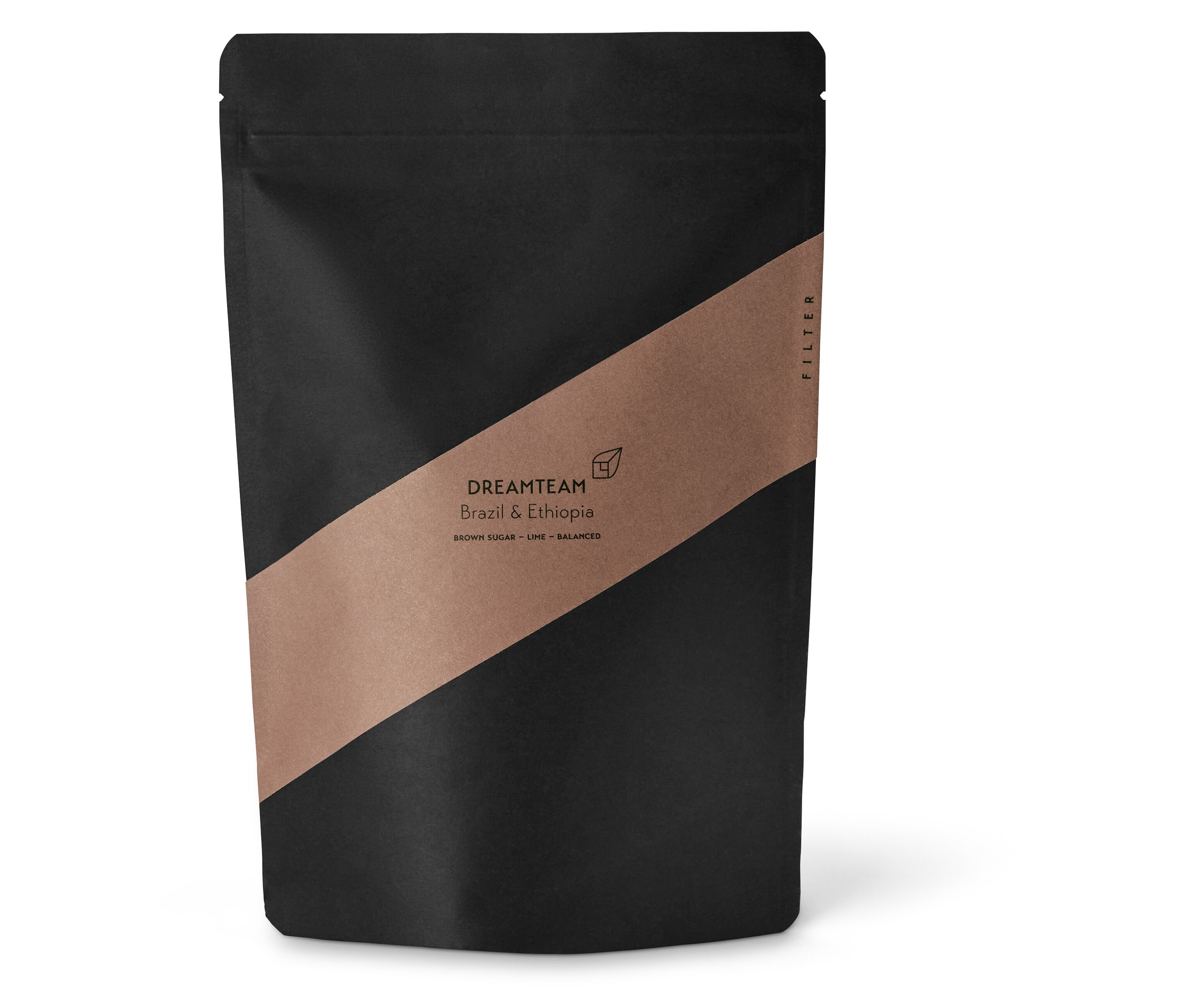 Schwarze Packung Kaffeekirsche - Dreamteam Filterkaffee.