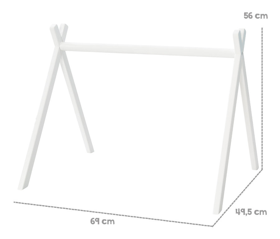 Weißes roba Spieltrapez mit den Maßen 56 cm hoch, 69 cm breit und 49,5 cm tief.