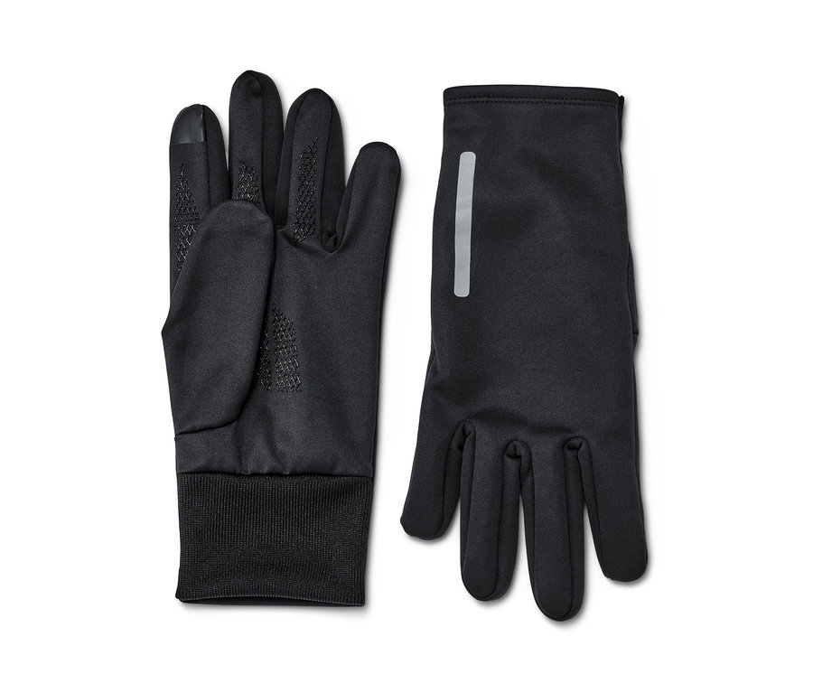 Zwei schwarze Windprotection-Thermohandschuhe.