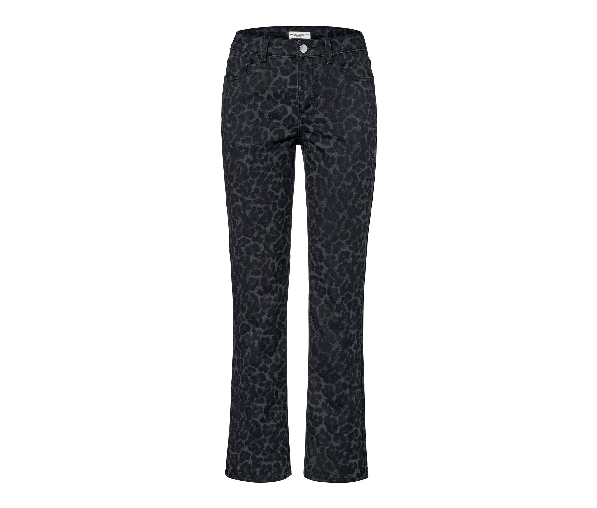 Bedruckte Straight Jeans – Fit »Kira« - Damen - Gr. 38 - schwarz/print - schwarz