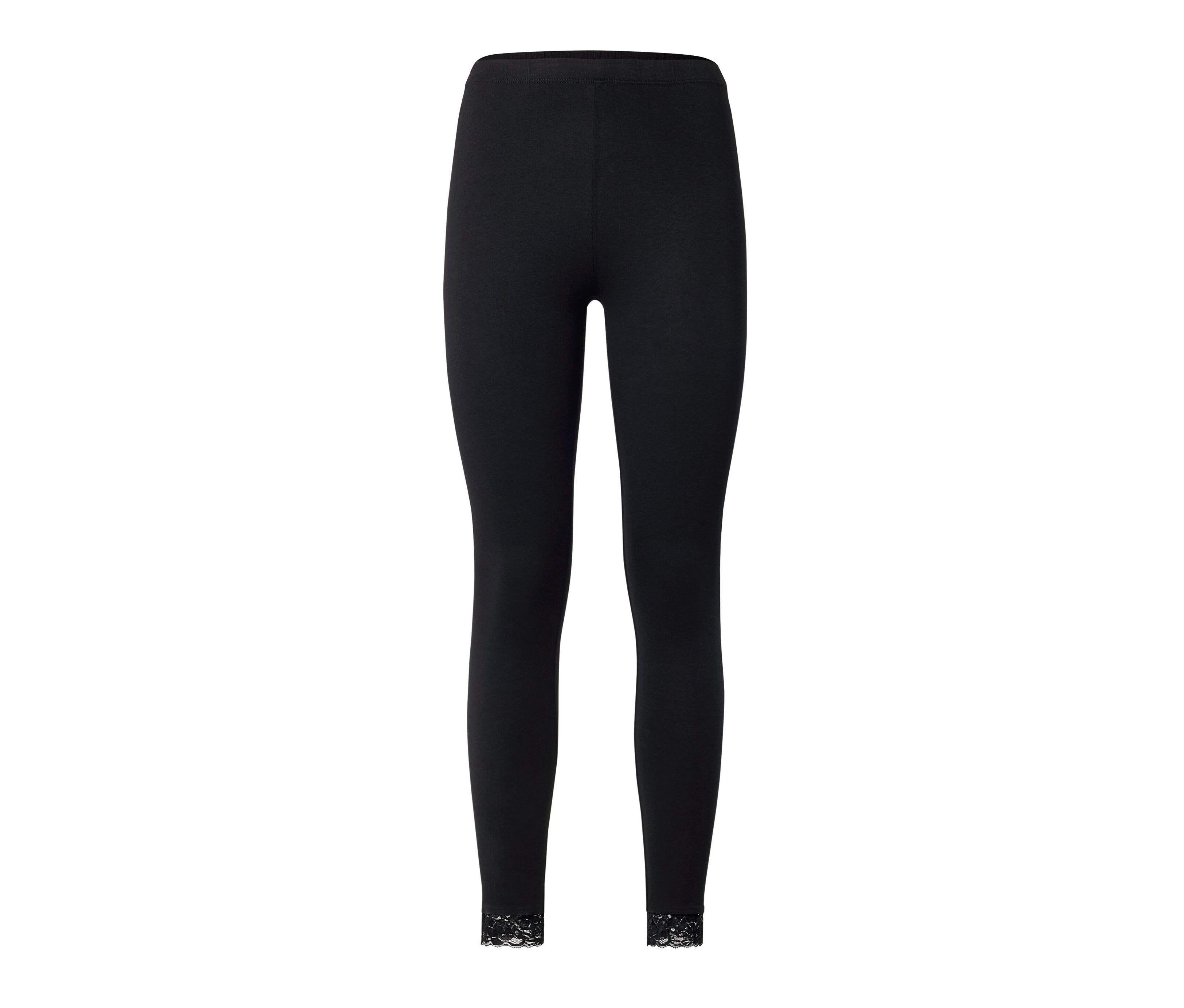 Tchibo - Leggings mit Spitzenborte - Damen - Gr. S - schwarz