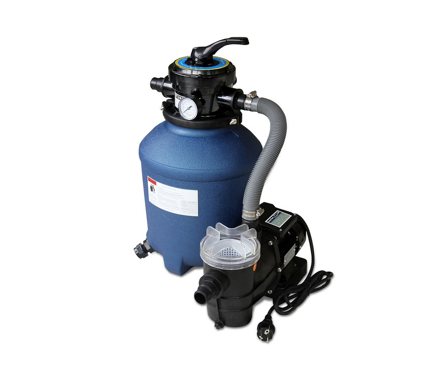 Blauer Karibu Pool-Sandfilteranlage.