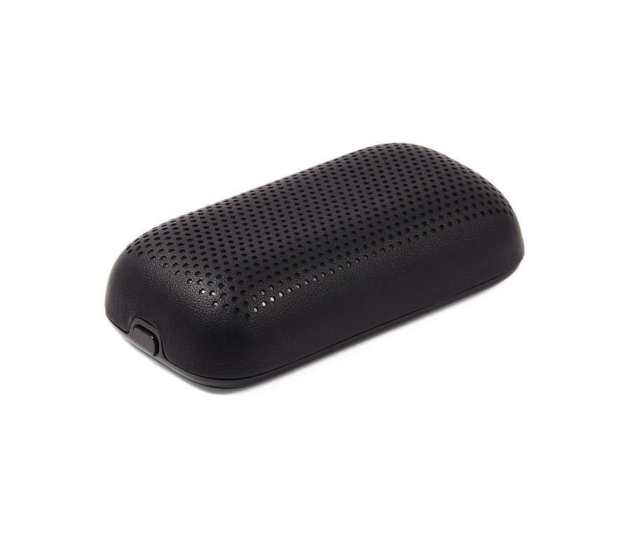 Schwarzes Lexon »SPEAKER BUDS«, TWS-Kopfhörer-Etui auf weißem Hintergrund.