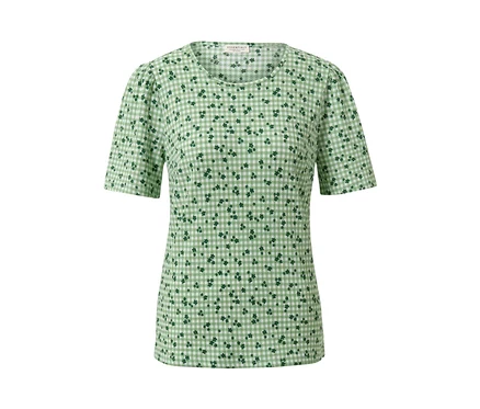 Grünes Blusenshirt mit Alloverprint.