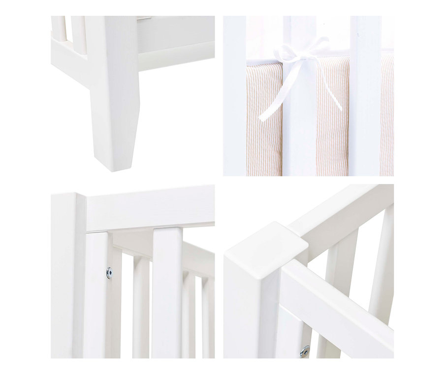 Detailaufnahme eines weißen Hoppekids Babybetts »Anton«.