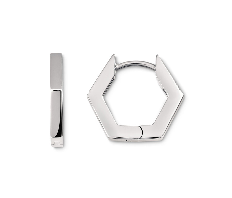 Zwei silberne 925 Silber Creolen Hexagon.