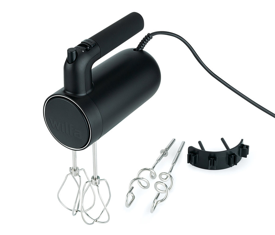 Schwarzer WILFA Handmixer SMOOTH-MIX »HM1B-50« mit verschiedenen Aufsätzen.
