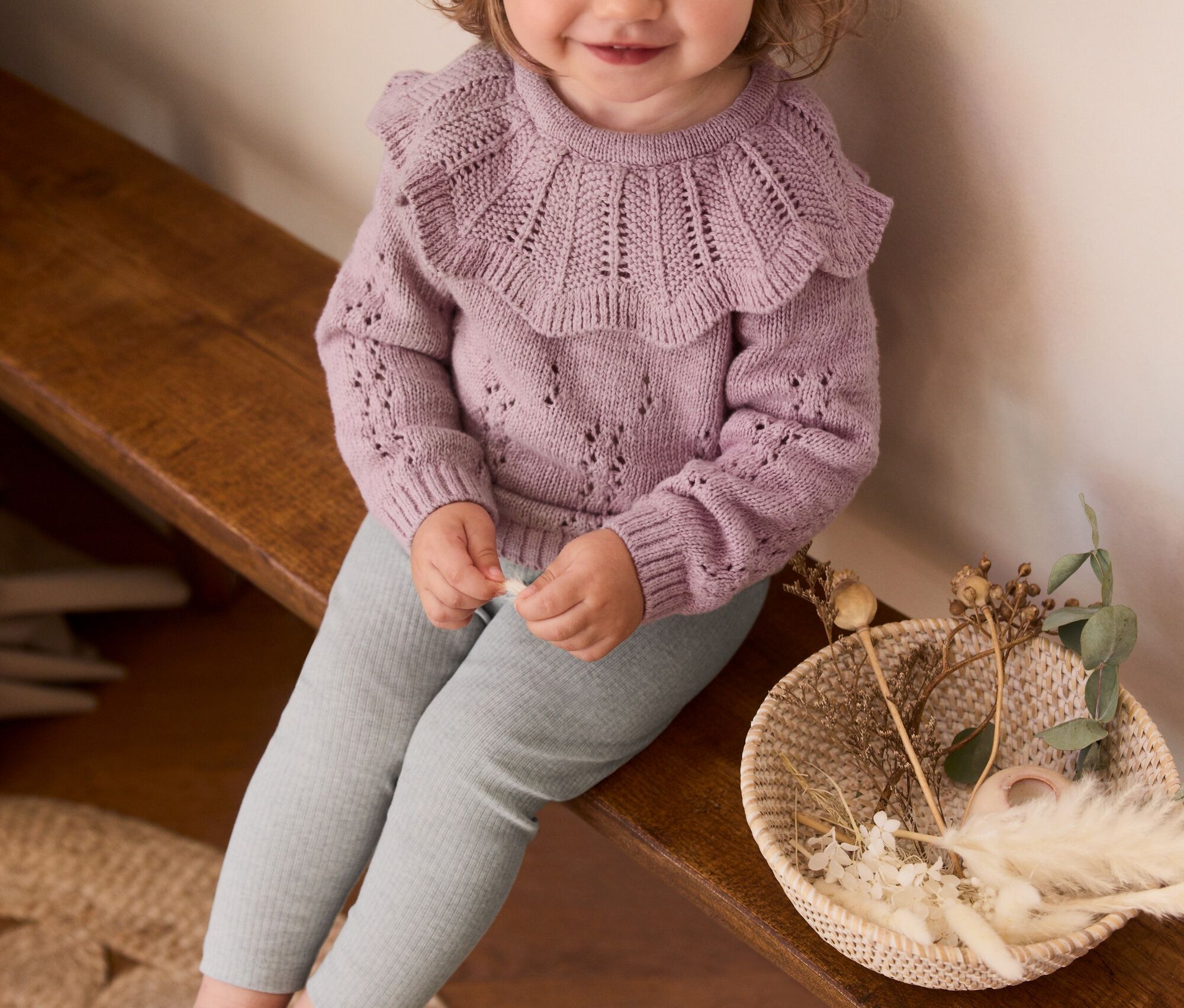 Thumbnail - Tchibo - Kinder-Strickpullover mit Kragen - Baby - Gr. 74/80 - violett