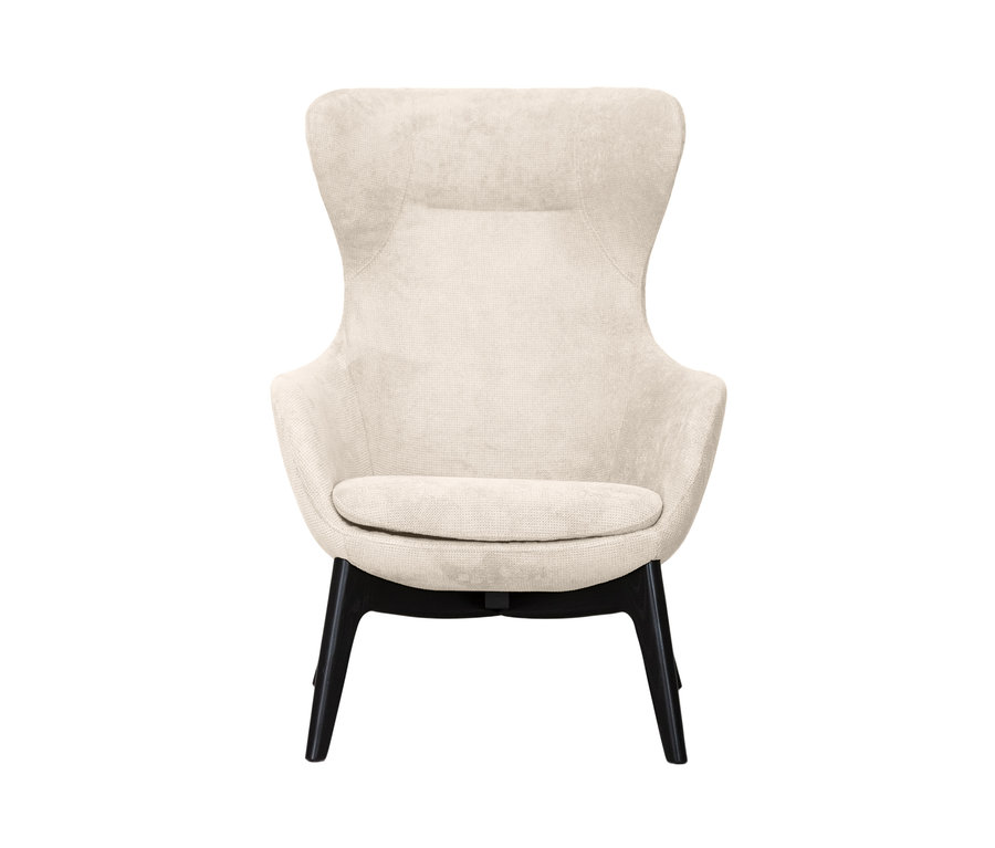 Cremefarbener Sessel »Mia« mit schwarzen Beinen.