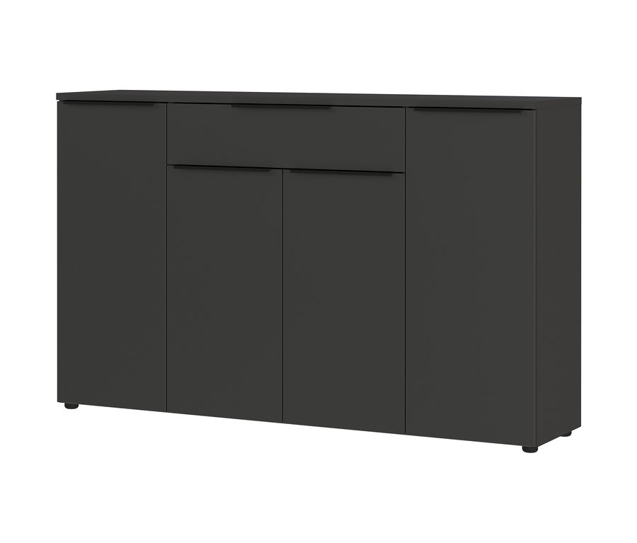 Ein graphitfarbenes Sideboard »Kopenhagen« mit vier Türen und einer Schublade.