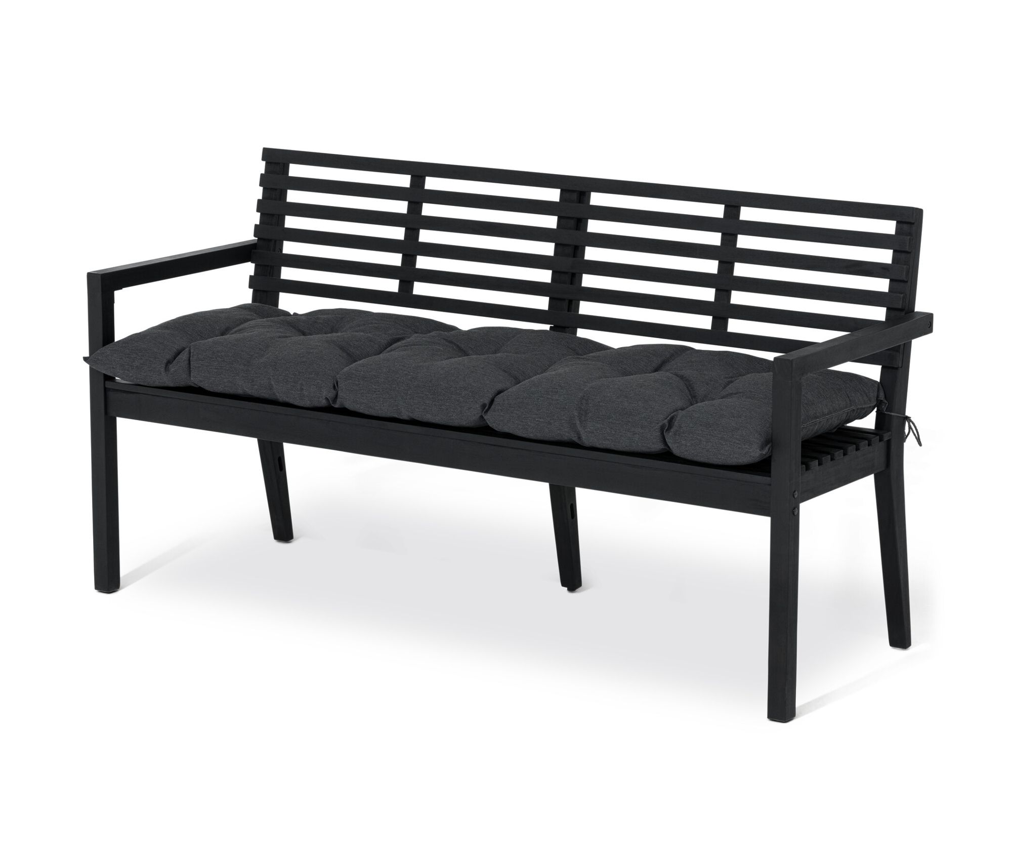 Tchibo - Gartenbank mit Armlehne - 165x57,5x87,5cm - schwarz - Akazienholz / Stahl / Polypropylen