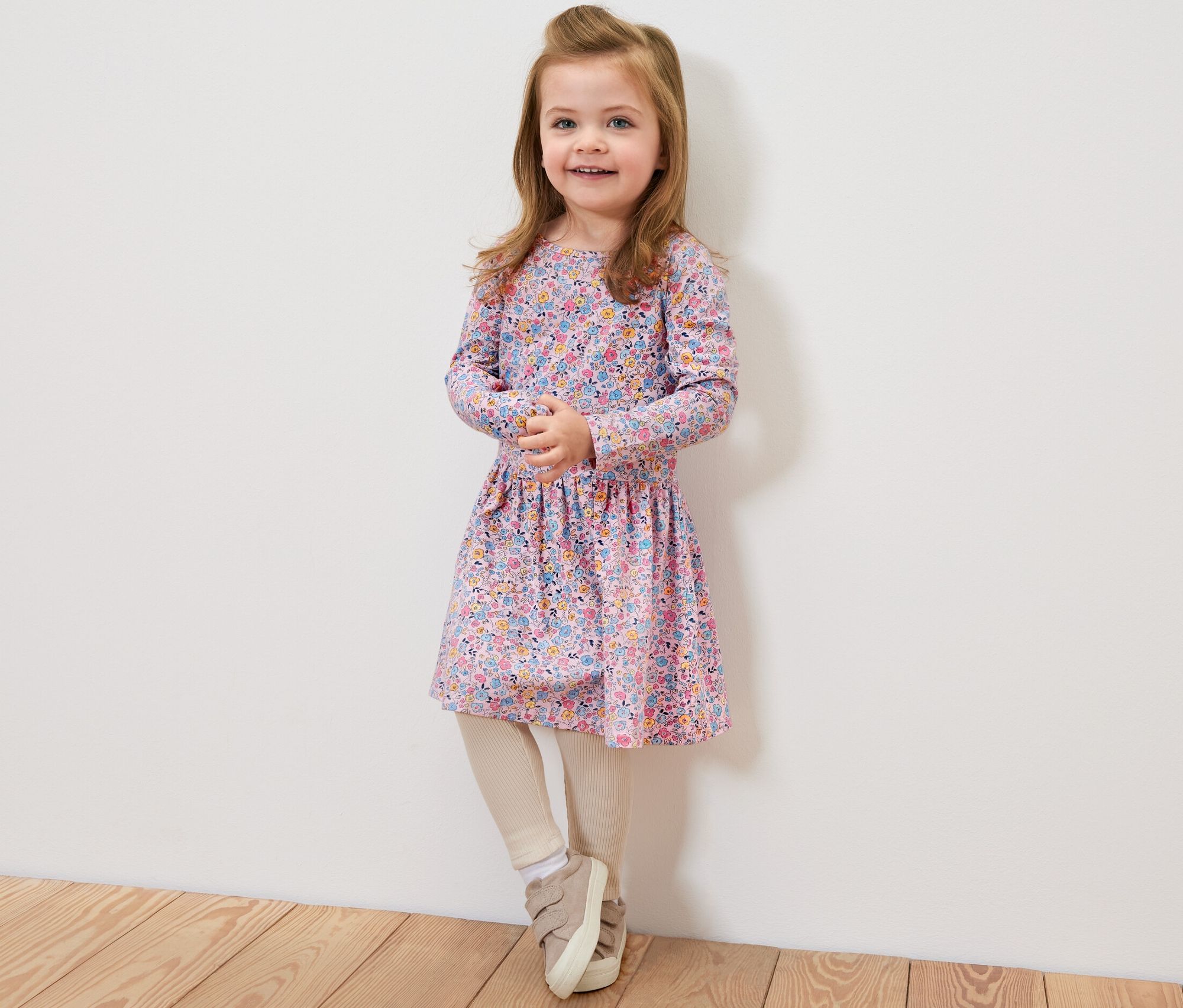 Thumbnail - Tchibo - Kinder-Jerseykleid - Mädchen - Gr. 86/92 - rosa/geblümt