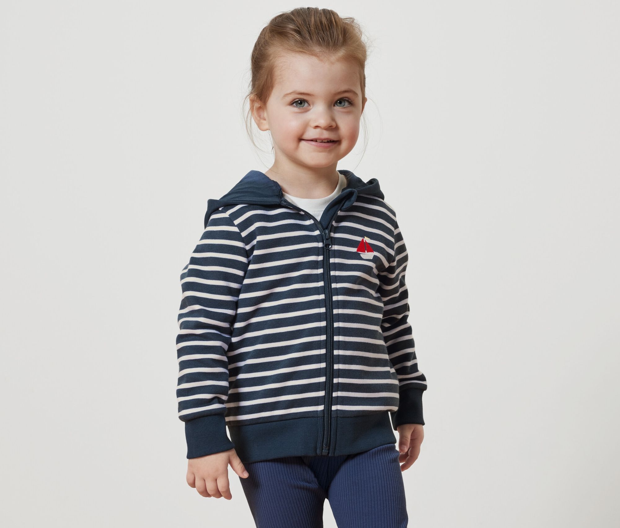Thumbnail - Tchibo - Kinder-Sweatjacke mit angerauter Innenseite - Herren - Gr. 110/116 - weiß/gestreift