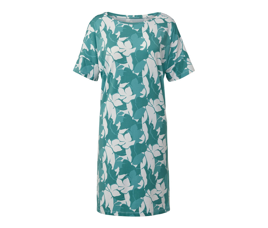 Nahaufnahme eines Nachthemds mit kurzen Ärmeln und Blumenmuster.