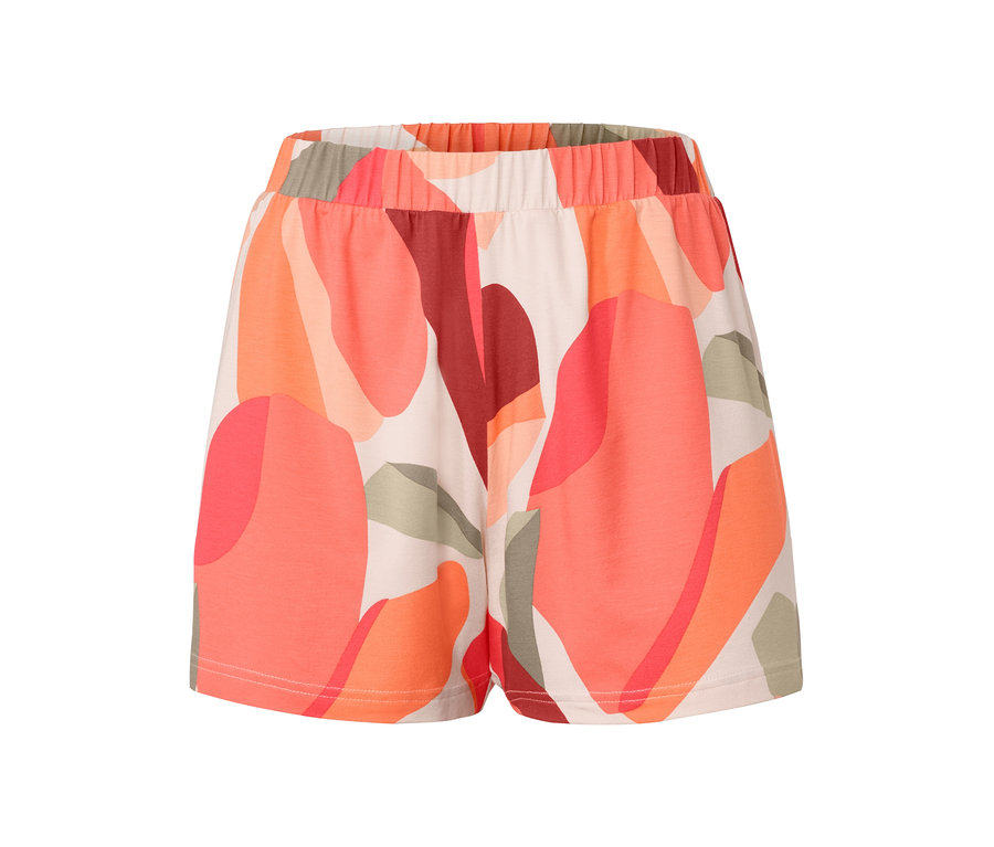 Eine gemusterte, bunte Shorts.
