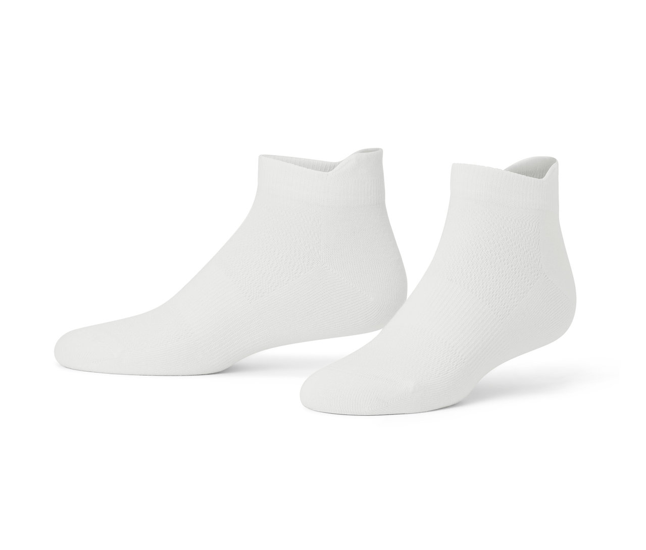 Zwei Paar weiße Sneaker-Sportsocken.