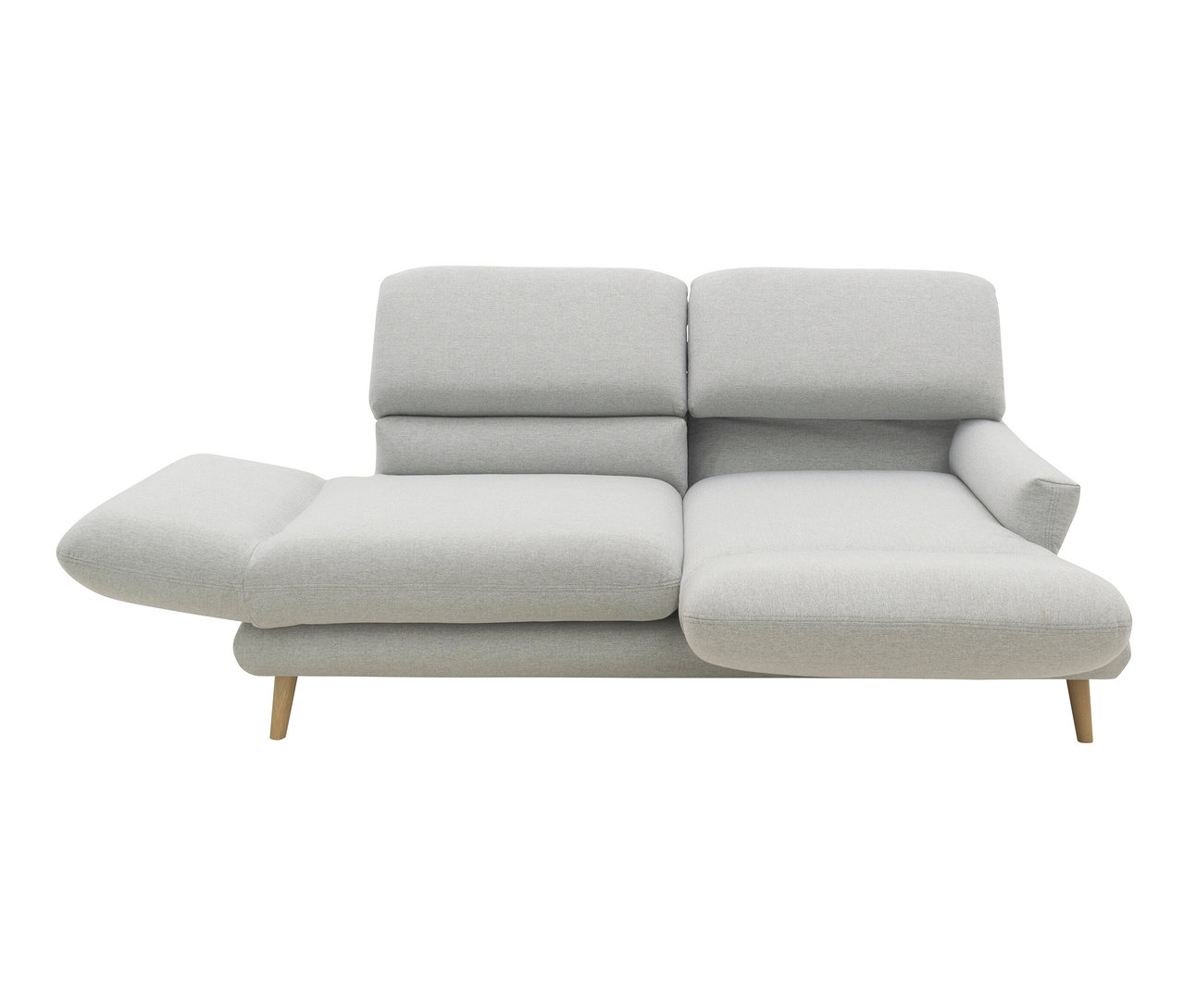 Silberfarbenes DOMO 2-Sitzer-Sofa »FuAR« mit Drehfunktion.