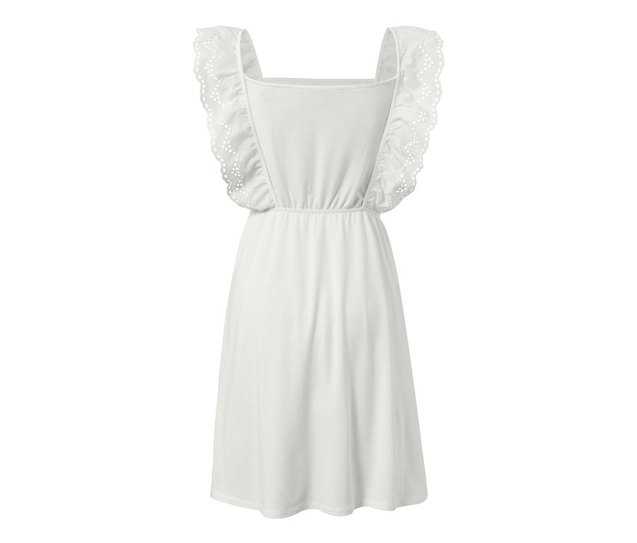 Weißes Nachthemd mit Rüschen-Trägern mit Lochstickerei.