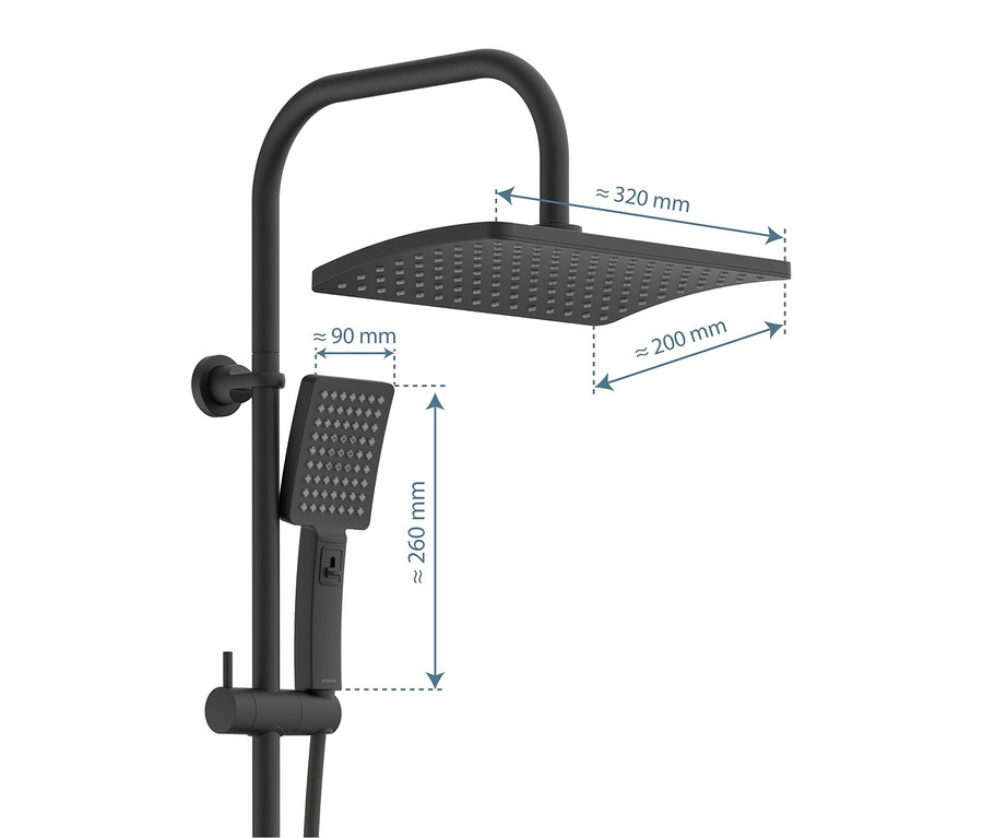 Schwarzes Duschkopf-Set »Mallorca« mit Kopfbrause und Handbrause.