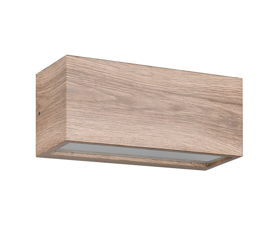 Rechteckige Trio Outdoor-Wandleuchte »Mayenne« in Holzoptik.