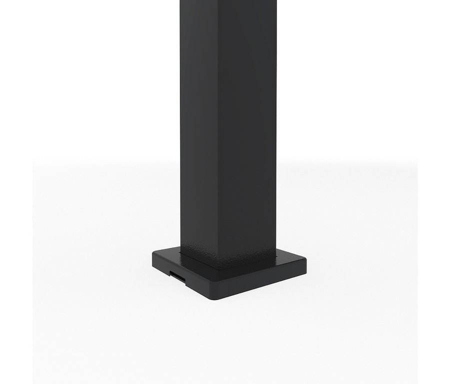 Schwarzer, quadratischer Pfosten auf weißem Grund.