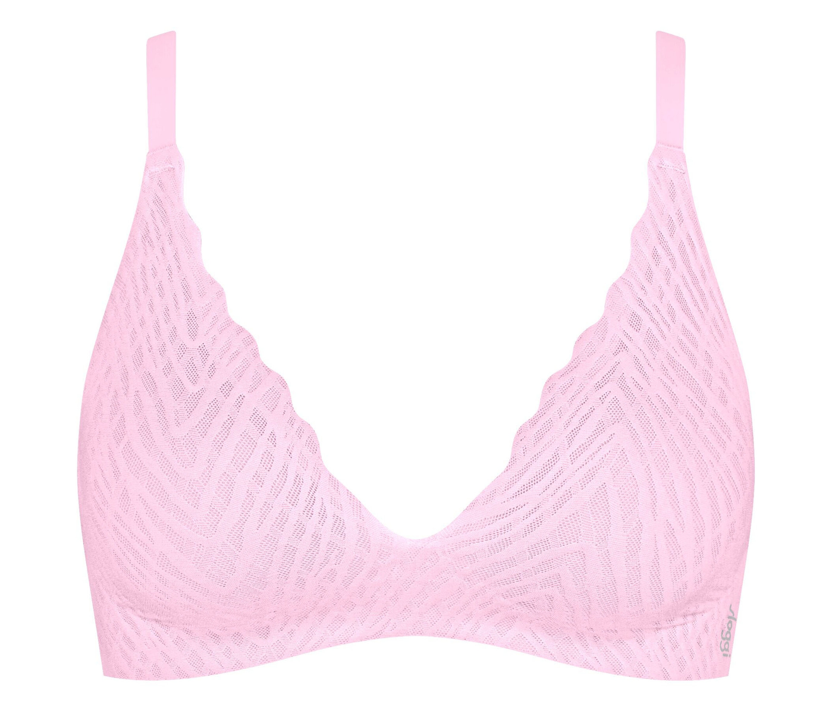 Rosa BH mit Muster auf weißem Hintergrund.