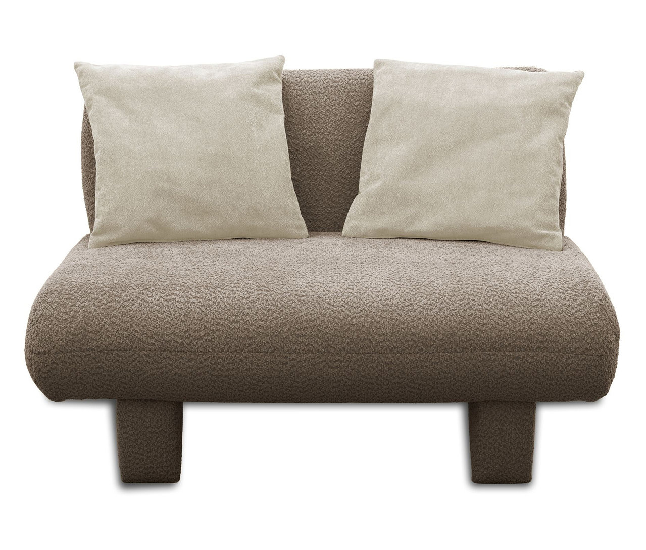 Beiges Domo Sofa »Alicante« mit zwei hellen Kissen.
