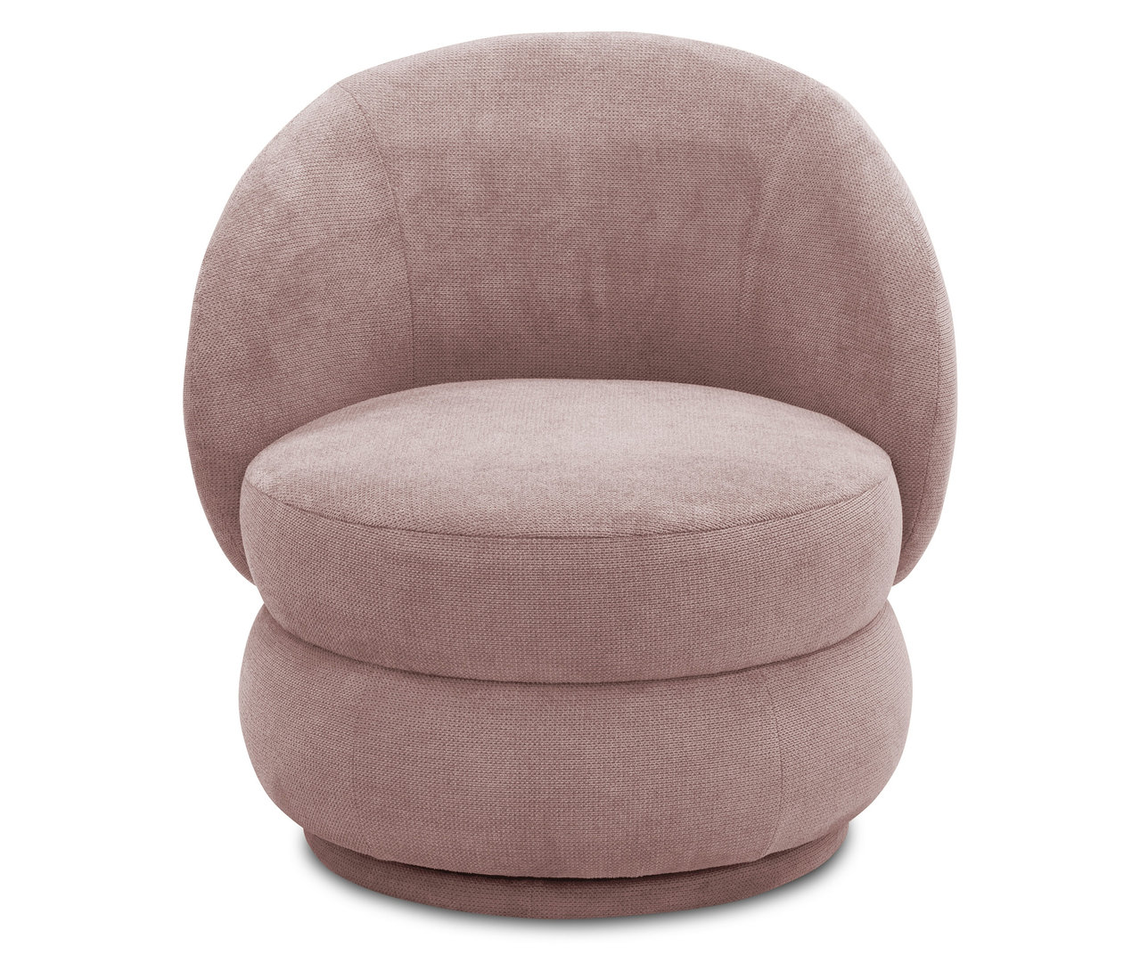 Nahaufnahme eines einzelnen roséfarbenen DOMO Sessels mit Drehfunktion.