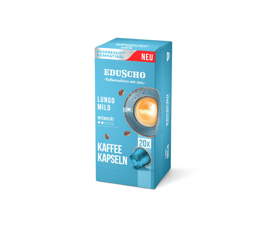 Packung Eduscho Lungo Mild Kapseln.