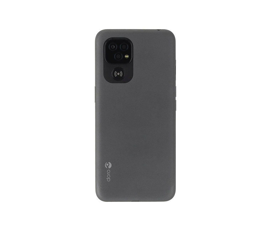 Detailansicht der Rückseite des schwarzen Doro 8100 32GB Mobiltelefons.