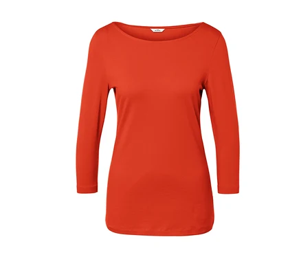 Orangefarbenes Shirt mit 3/4-Arm.