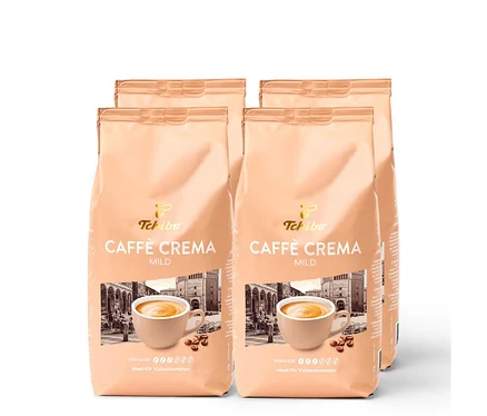 Vier Packungen Caffè Crema Mild - 4x 1 kg Ganze Bohne.