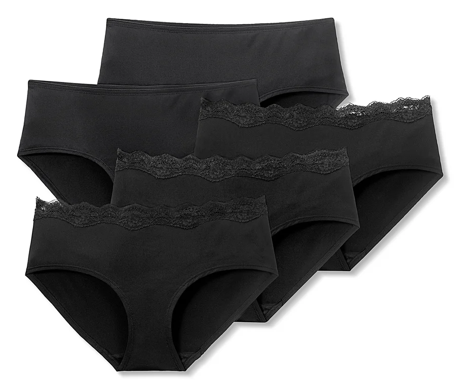 Fünf schwarze Pantys.