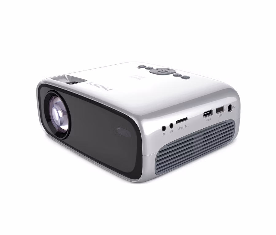 Weißer Philips »NeoPix Easy 2+« Mini-Projektor.