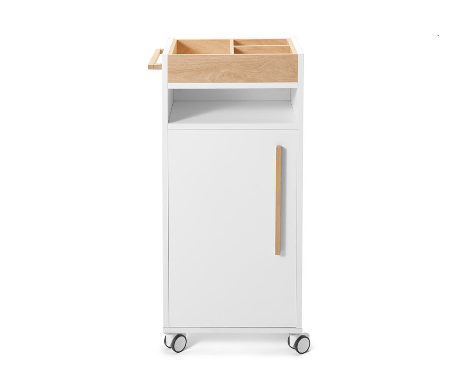Weißer Bad-Beistellwagen »Eklund« mit Schublade und Tür.